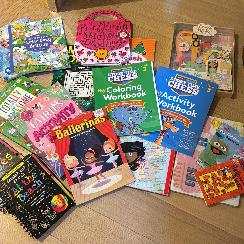 Kids Activity Coloring Workbook Bundle Frozen Highlights Puzzles Spanish 20+ Boo